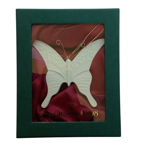 Vtg Demdaco Christmas Wishes Butterfly Ornament Porcelain Miracles 3" x 3" - Picture 1 of 8